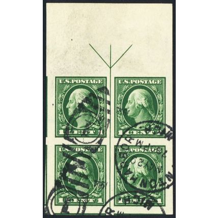 408, Used 1¢ Superb Top Arrow Block of Four * Stuart Katz