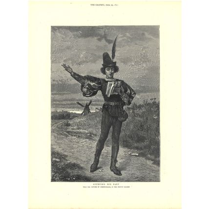 STUDYING HIS PART 1872 Marie François Firmin-Girard VICTORIAN ENGRAVING
