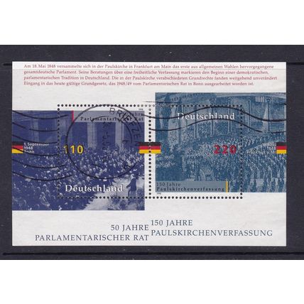 GERMANY 1998 PARLIAMENTARY ANNIV MINIATURE SHEET USED SG MS2849