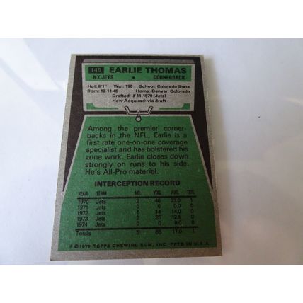 1975 Topps Football Card # 149 Earlie Thomas VG-Ex (4) New York Jets