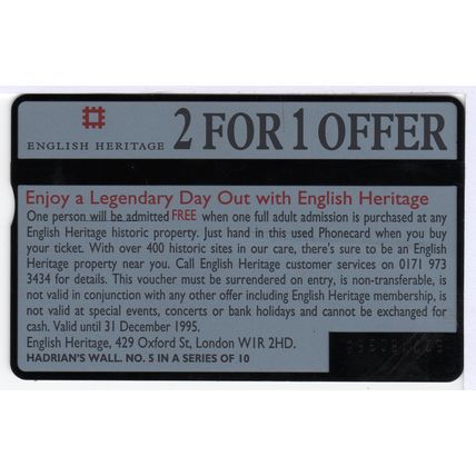 UK BT Phone Card - English Heritage - Hadrians Wall