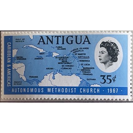 Antigua 1967 Methodist Church 35c Caribbean Map Mounted Mint MM SG 205 stamp