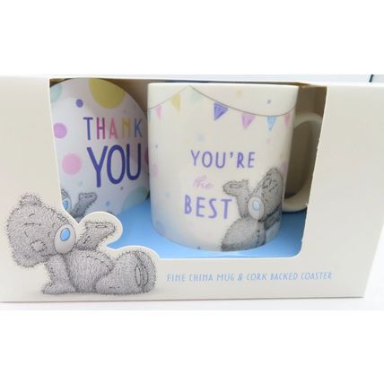 You're the Best Mug & Coaster Set Comes Boxed 8.5 CM Ceramic Teddy Detail Gift