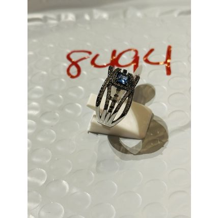 NWT Ring Bomb Party Sz9 RBP Square Blue Crisscross Hematite P Band Jewelry