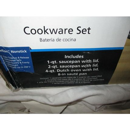 Mainstay 7 Pc Aluminum Cookware Set Aquifer, Nonstick