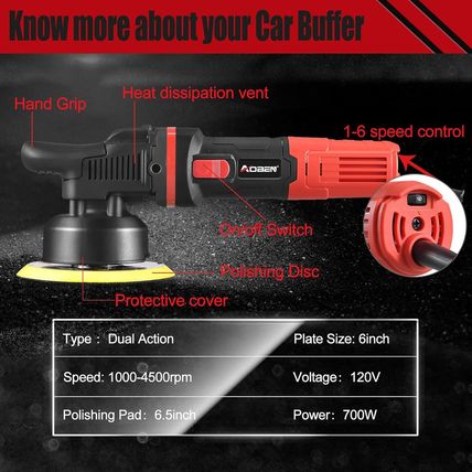 AOBEN Car Buffer Polisher,6 Inch Dual Action Polisher,Random Buffer Polisher Kit