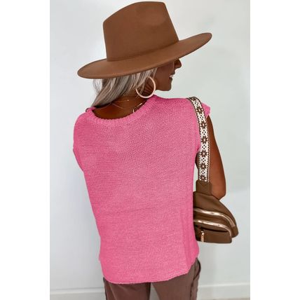 Sachet Pink Solid Color Sweater Tee with Side Slits