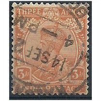India 1902 SG127 3 Annas Orange-Brown Fine Used.