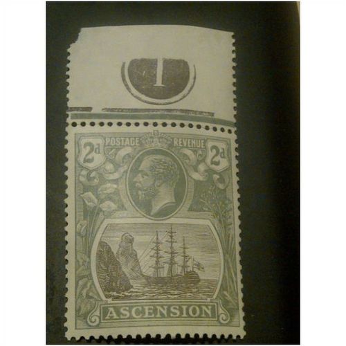 Ascension KGV 1924 2d Grey Black & Grey Unmounted Mint Plate # 1 NHM SG 13 Stamp