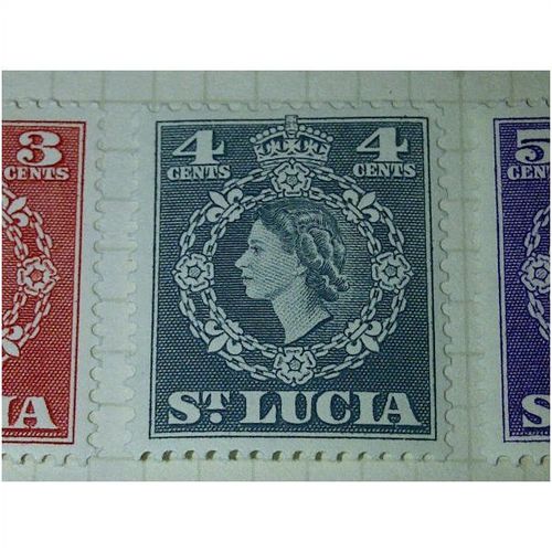 St Lucia QEII 1954 4c Slate Hinged Mounted Mint MM SG 175 Sc 160