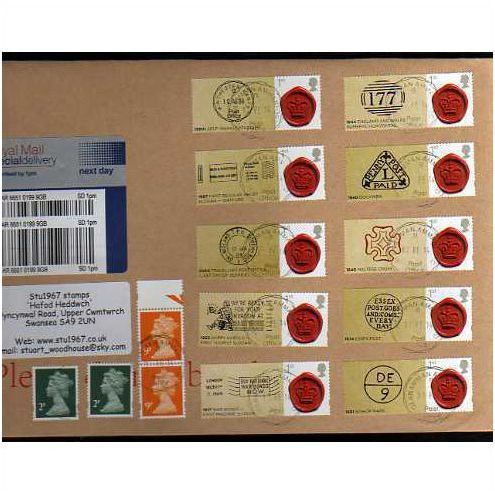 2014 1ST (S/A) 'POST SEALS WITH TABS (10v) ON SD COVER (EBID9177)