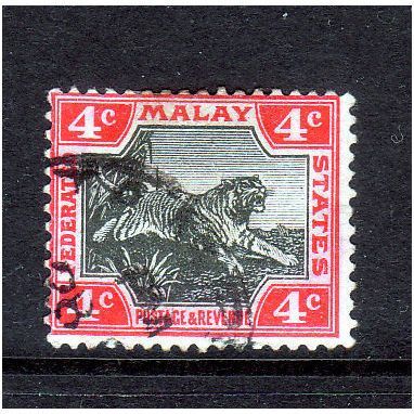 MALAYSIA 1904 SG36d 4c BLACK AND ROSE FINE USED