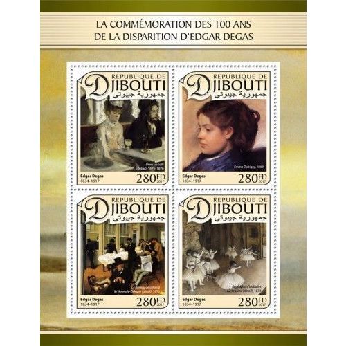 DJIBOUTI 2017 SHEET MNH EDGAR DEGAS ART PAINTINGS ARTE PINTURAS