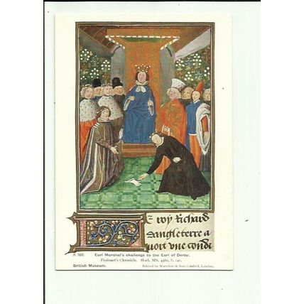 Art EARL MARSHAL'S CHALLENGE TO EARL OF DERBY Postcard (British Museum B 168)