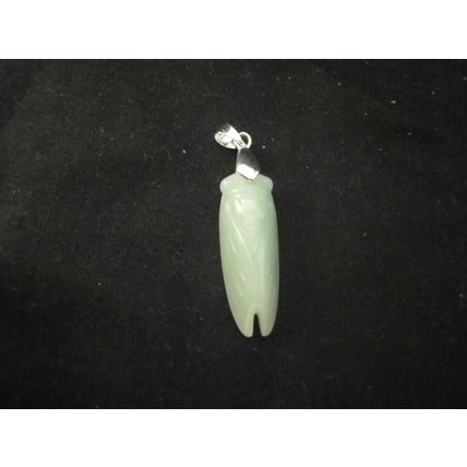 Beautiful manmade light green jade cicada pendant black cotton necklace