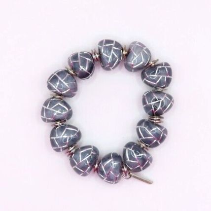 Grey & Silver Pattern Beaded Stretch Bracelet Christmas Gift Ladies Jewellery