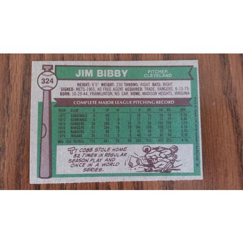 1976 Topps Card # 324 Jim Bibby Very Good (3) Cleveland Indians