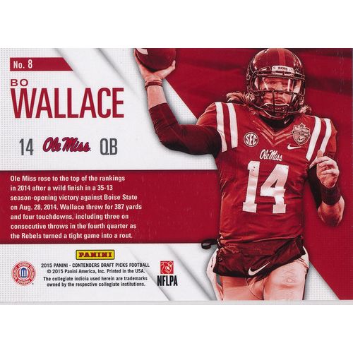2015 Panini Contenders Draft Picks School Colors 8 Bo Wallace Ole Miss Rebels