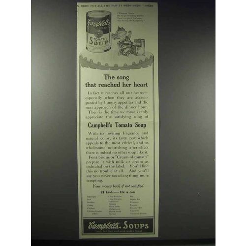 1914 Campbell's Tomato Soup Ad - Song Reached Her Heart