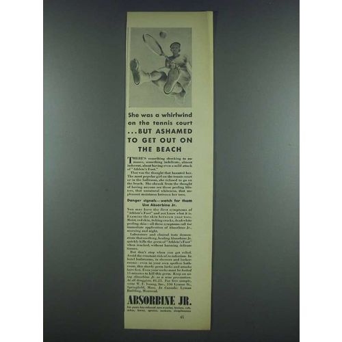 1933 Absorbine Jr. Ad - A Whirlwind on the Tennis Court