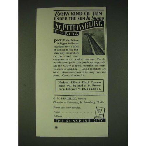 1935 St. Petersburg Florida Ad - Every kind of fun under the sun