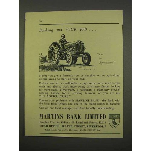 1955 Martins Bank Limited Ad - Banking and Your Job