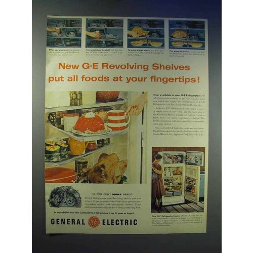 1955 General Electric Revolving Shelves Refrigerator Ad
