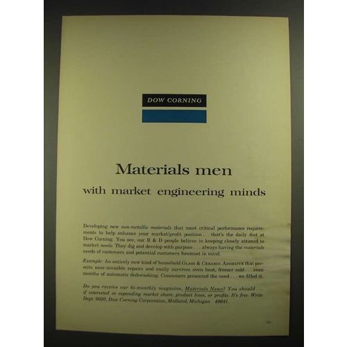 1965 Dow Corning Ad - Materials Men With Market Engineering Minds