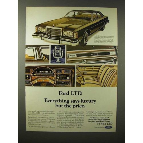 1975 Ford LTD Pillared Hardtop Car Ad - Luxury