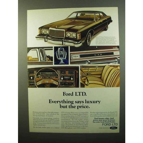 1975 Ford LTD Pillared Hardtop Car Ad - Says Luxury
