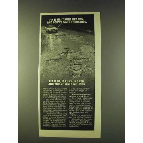 1979 The Asphalt Institute Ad - Fix It Up Runs Like New