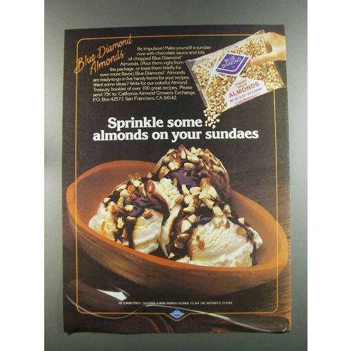 1982 Blue Diamond Almonds Ad - Sprinkle on Sundaes