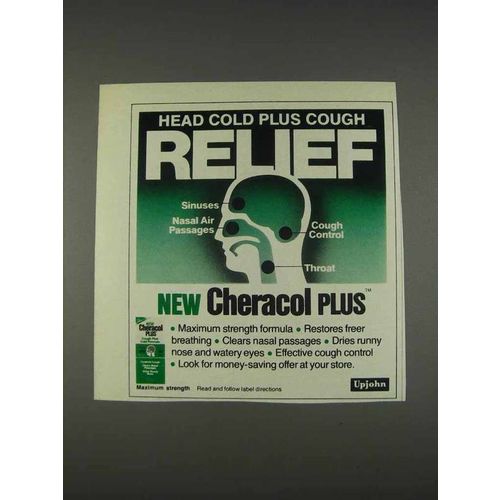 1982 Upjohn Cheracol Plus Ad - Head Cold Relief