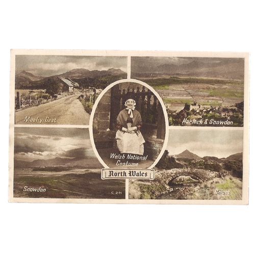 NORTH WALES, multiview , used vintage postcard 1957 pm . by Photo-Precision /