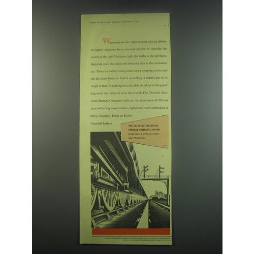 1949 Chloride Electrical Storage Company Exide Batteries Ad - Night Express