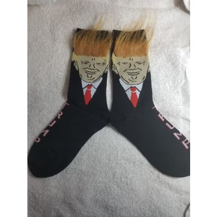 Donald Trump Funny Black Socks 3D Hair