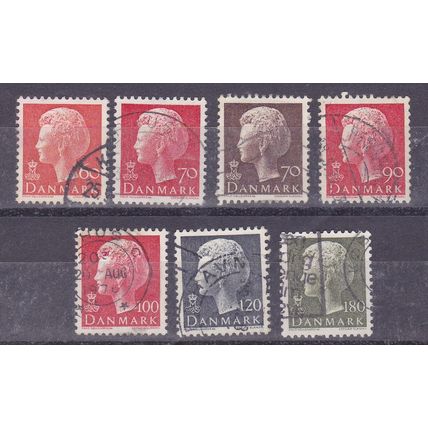 DENMARK 1974 QUEEN MARGRETHE 7 X VALUES USED