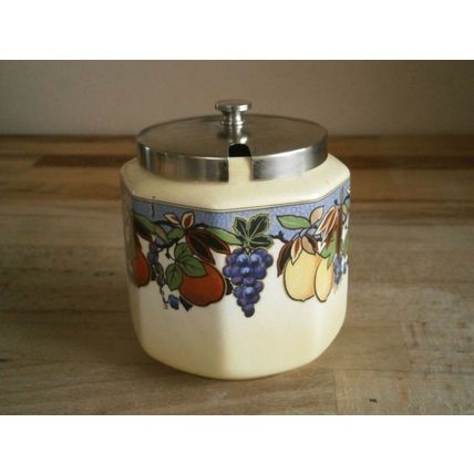 Art Deco Lancasters Ltd Fruit Design Preserve Pot With Metal Lid