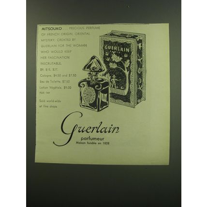 1949 Guerlain Mitsouko Perfume Advertisement