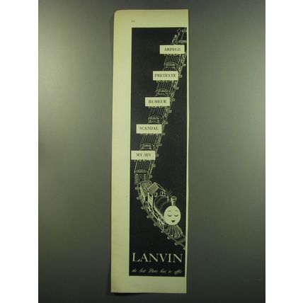 1949 Lanvin Perfume Ad - Arpege Pretexte Rumeur Scandal My sin