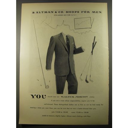 1954 B. Altman Walter Morton Clothes Ad - You should wear