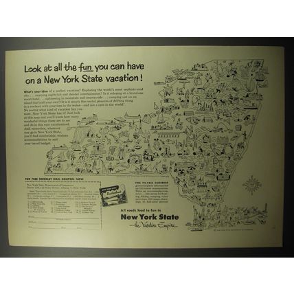1955 New York State Tourism Ad - Look at all the fun you can have on a Vacation