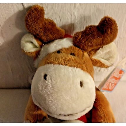 Gund Rare 9" Christmas Flapadoodles Moose Snowman Holiday Beanie Stuffed Animal