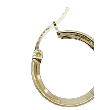 Channel-Sett CZ Stones 14 mm Round Hoop Earrings New Real 14K Yellow Gold
