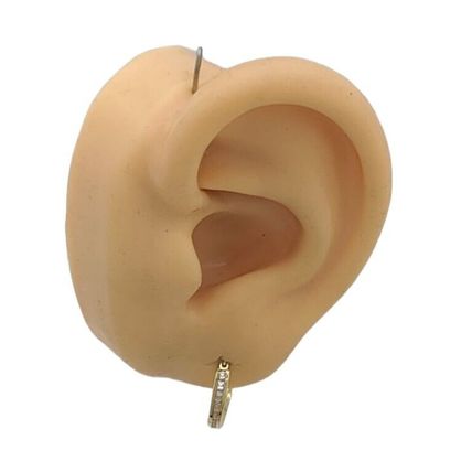 Channel-Sett CZ Stones 14 mm Round Hoop Earrings New Real 14K Yellow Gold