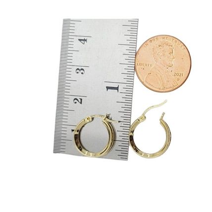 Channel-Sett CZ Stones 14 mm Round Hoop Earrings New Real 14K Yellow Gold