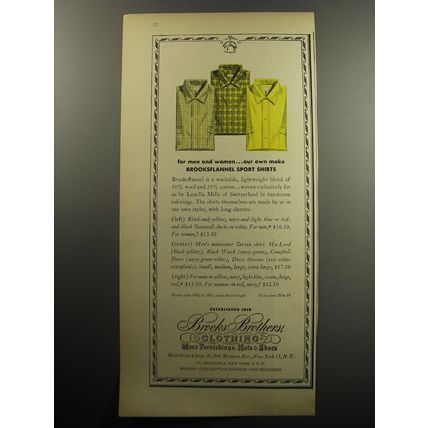 1957 Brooks Brothers Clothing Advertisement - For men and women