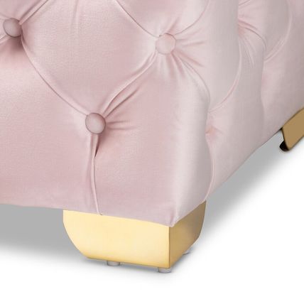 48" Button-Tufted Glam Velvet Bench Ottoman Gold Stainless Legs - 5 colors!