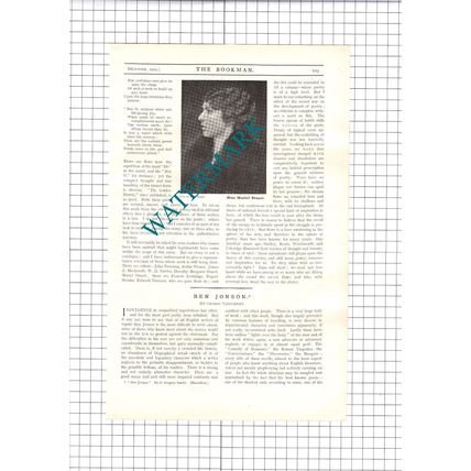 Ben Johnson Writer George Saintsbury - 1919 Article