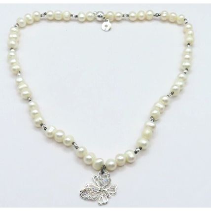 Butterfly Pendant on a White Pearl Fresh Water Necklace Boxed Ladies Gift